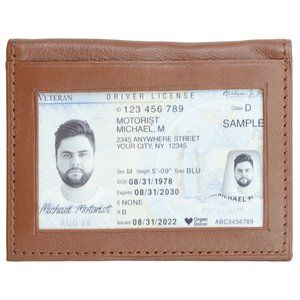 Men Genuine Leather ID window Credit Card Holder with RFID Blocking